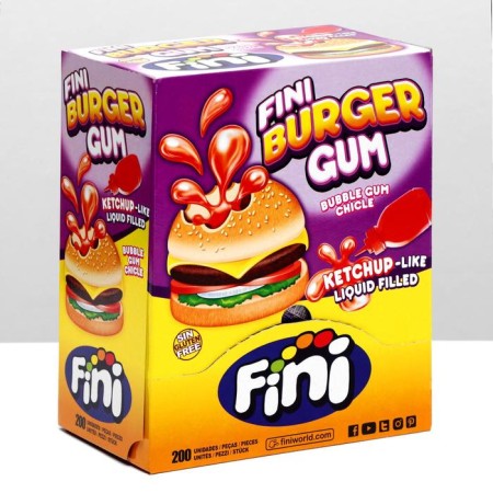 Chewing gum FINI "Burger", cherry-club filler, 5.5 g