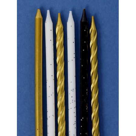 Candles in the cake "Festive magic", 6 pcs, white, black, golden-2