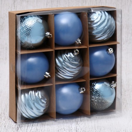 Set of balls plastic D-8 cm, 9 pcs "Airi" blue-1