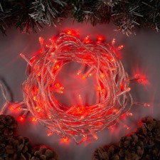 Garland “thread” 10 m, IP20, transparent thread, 100 LED, red glow, 8 modes, 220 V
