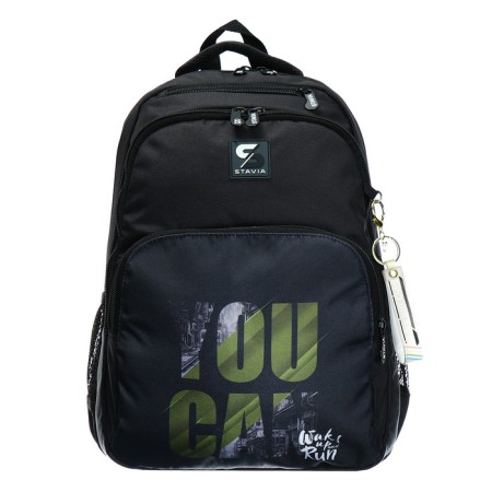 Youth backpack, 42 ​​x 31 x 13 cm, ergonomic back, Stavia "You can", black-2