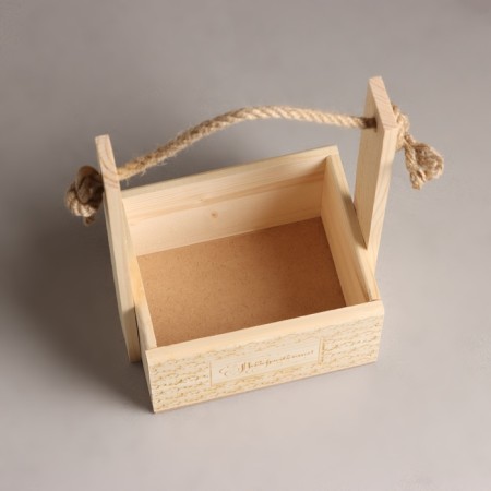 Wooden Kashpo, 15 × 12 × 9.5 (25) cm "Congratulations", handle rope, engraving-2