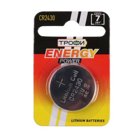 Lithium battery "Trophy", CR2430-1BL, 3V, blister, 1 pc.-2