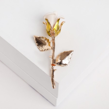 Brooch "Rose", white-green color in gold-1