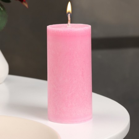 Candle-cylinder smooth, 5x10 cm, raspberry, 6 hours