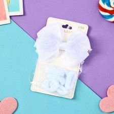 Suzi hair set (clamp 8 cm, 6 elastic bands 2.5 cm) lace, white