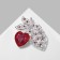 Brooch "Heart" cherries, pink color in silver