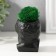 Concrete Kashpo "Prometheus" height 6.5 cm, width 5 cm black with moss (moss green. Stabil)