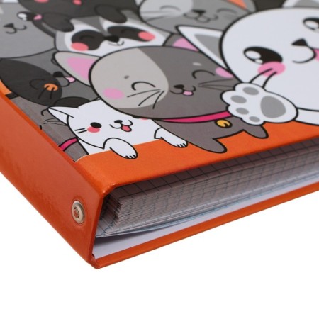 A notebook on the rings of A5 80 sheets in Calligrata Catca "cats", cover 7BC, without cutting down under the ring, offset block-4