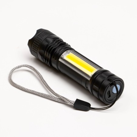 Manual battery flashlight, 400 mAh, 1 W, LED, COB, 3 modes-1