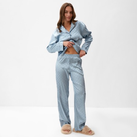 Female pajamas (shirt and trousers) KAFTAN "peas" Blue color, size 52-54-4
