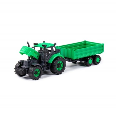 Tractor "Progress" with an on -board trailer, inertial, green color-6
