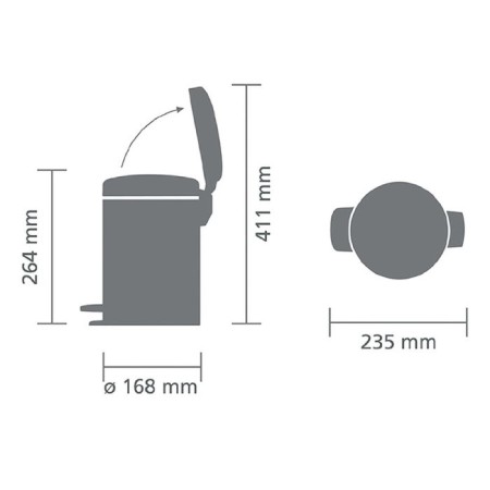 Brabantia Newcon bucket, plastic inner bucket, with a pedal, white color, 3 liters-5