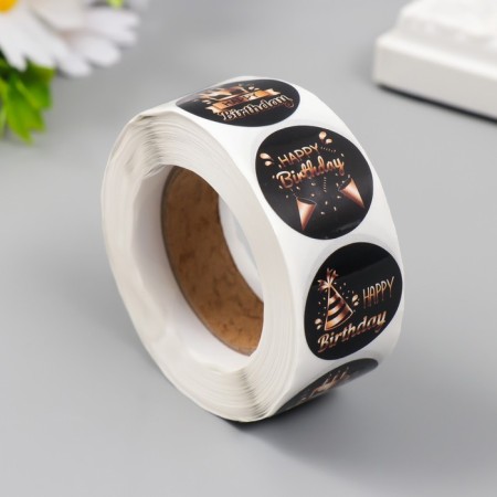 Stick Paper "Birthday" Gold D = 2.5 cm 500 pcs in a roll 3x6.5x6.5 cm-1
