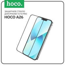 Hoco A26 Protective Glass, for iPhone 13/13 Pro, with a protective mesh for a microphone, black frame