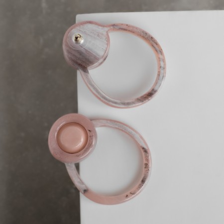 Earrings plastic "Style" circles double, beige color-1