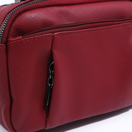 Cross-Bodi bag with zipper, burgundy color-6