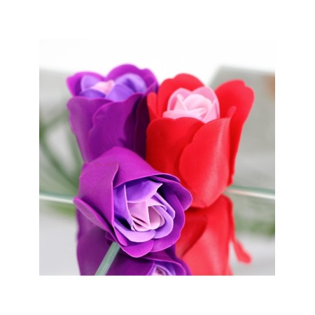 Soap roses of colored shades and a gold rose, set-12