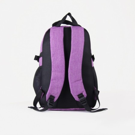 Youth backpack from textiles, rise, 2 parts on lightning, 3 pockets, lilac color-1