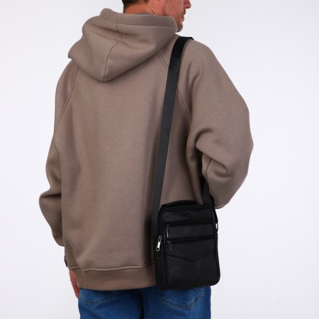 Male bag on lightning, long belt, black color-6