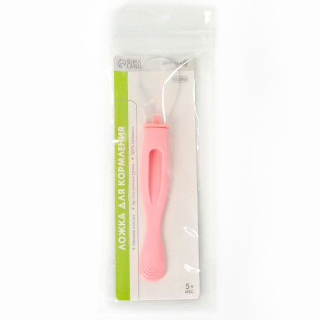A spoon of children's silicone for feeding, pink color-6
