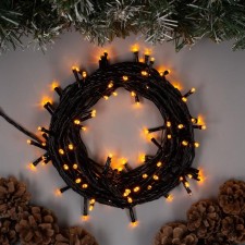 Garland “thread” 10 m, IP20, dark thread, 100 LED, yellow glow, 8 modes, 220 V