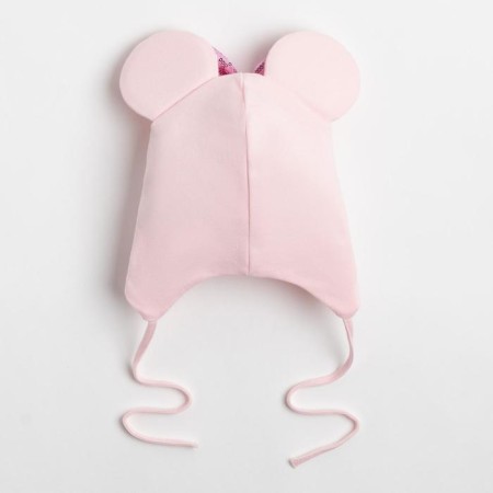 Hat for the girl "Mouse", color powder/bow, size 50-54-3