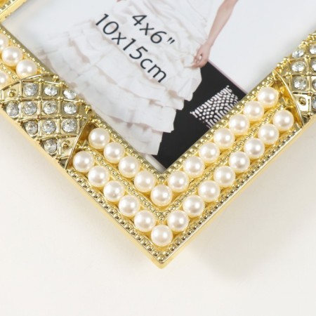 Photo frame 3081 10x15 cm "Pearls" plastic, col. gold-2