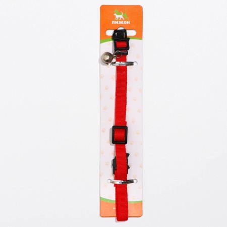 A cat collar with a bell, 30 x 1 cm, polyester, red-3
