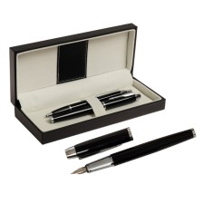 Gift handles, 2 pieces, in the leatherette case (feathers and ball), PB IM, black/silver