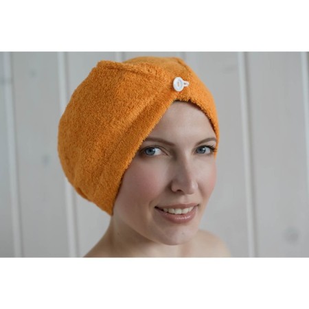 Women's set for the sauna (Pareo+Chalma) with embroidery, orange-2