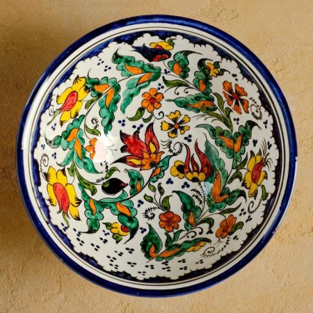 Rishtan ceramics "Flowers", 18 cm, large, blue-4