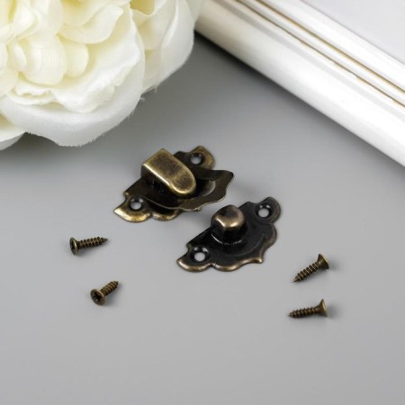 Castle metal for bronze casket + nails. set 10 pcs 2.9x3 cm-1