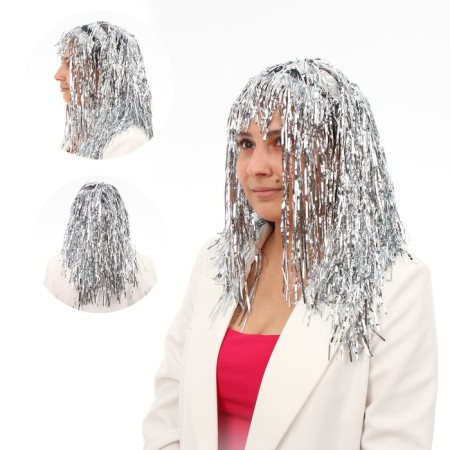 Carnival wig "Rain", 45 cm, silver color