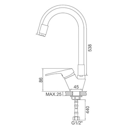 ACCOONA A4819P kitchen mixer, single -leaf, silicone spout, brass, orange/chrome-3