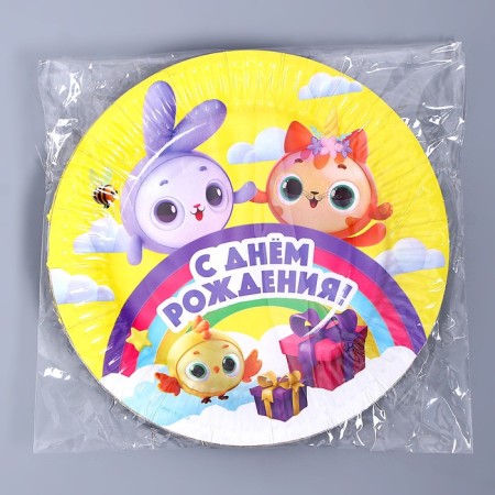 Disposable paper plate "animals", 18 cm-3