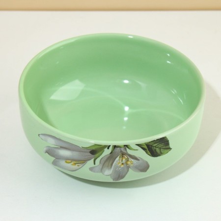 Deep plate ceramic Lemon Flowers, 14.5 cm, 550 ml, green color-2
