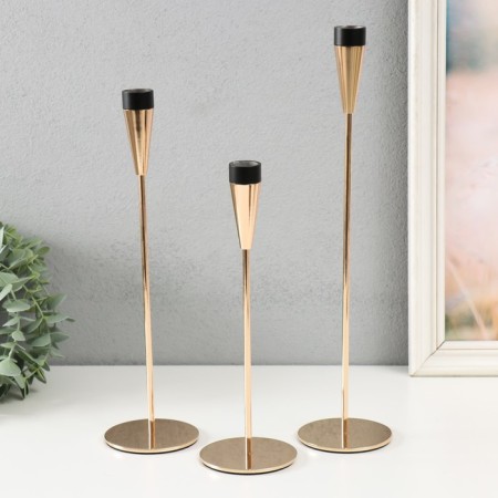 Summary metal "Narrow glass" d = 2 cm set 3 pcs gold with black 25 cm, 30 cm, 34.8 cm-1