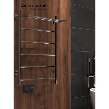 Electric towel Indigo ARC, 800x400 mm, hidden installation, chrome-5