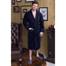 Male dressing gown, shalka+kant, size 54, dark blue, mahra