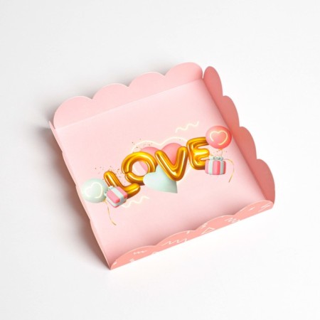 Cookie box, confectionery packaging with PVC lid, “air love”, 13 x 13 x 3 cm-3