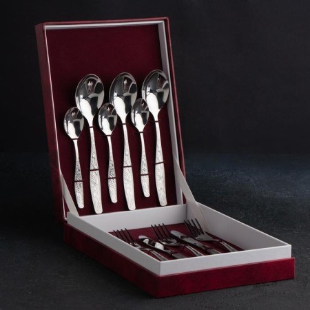 Set of dining room "Uralochka", 12 objects, thickness 2 mm, decorated box, silver color-2