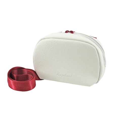 Female bag, artificial leather, white/red 21x7x14 cm