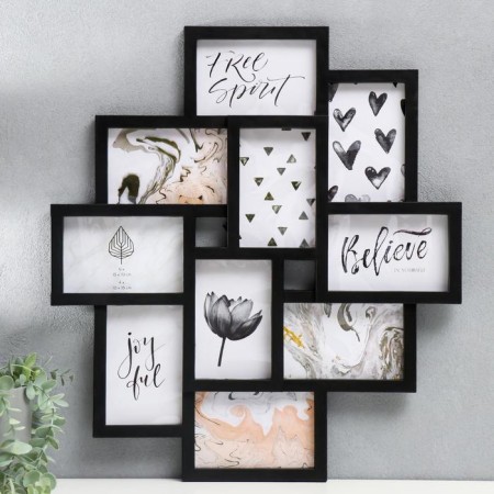 Photo frame plastic in 10 photos 10x15 cm "passage" black 55x48.5 cm