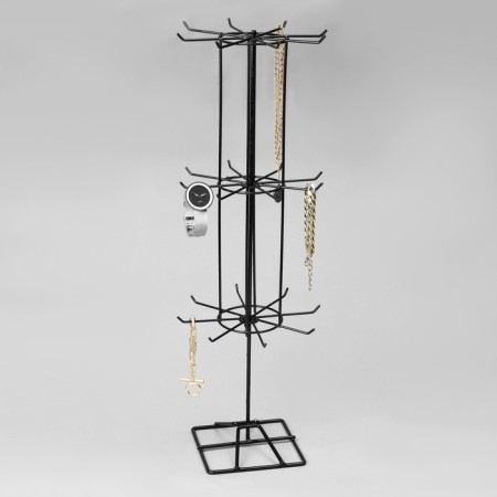 Turntable, 3 tiers of 8 hooks, 20 × 20 × 61, black color-1