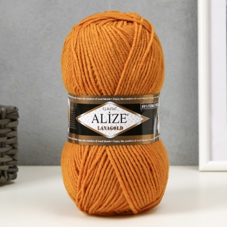 Yarn "Lanagold" 51% acrylic, 49% wool 240m/100g (645 mustard)