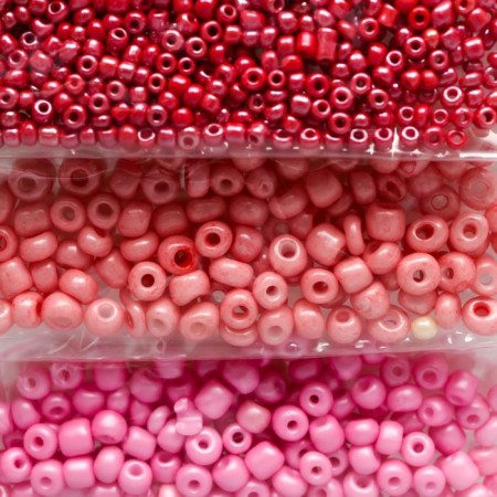 Round beads "shades of pink" 6 colors x 10 grams-1
