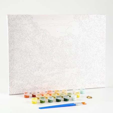 Picture on numbers on a canvas with a subframe "Autumn Pond", 40x30 cm-1