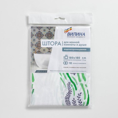 Curtain for the bathroom "shell", 180 × 180 cm, white color-3