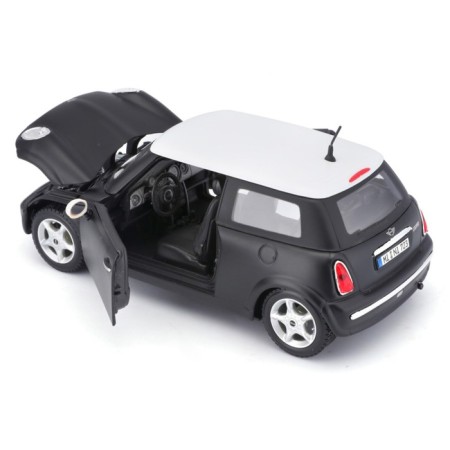 MASTO DIE-CAST Mini Cooper, opening doors, 1:24, black color with a white roof-7